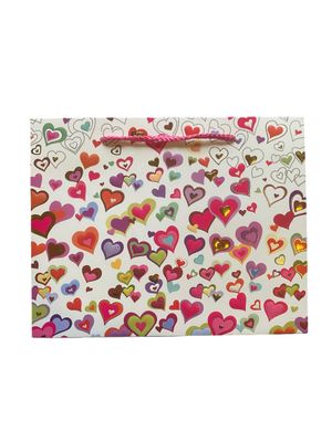Hearts White Small Rectangular Gift Bag PK3 (R10.50 Each)