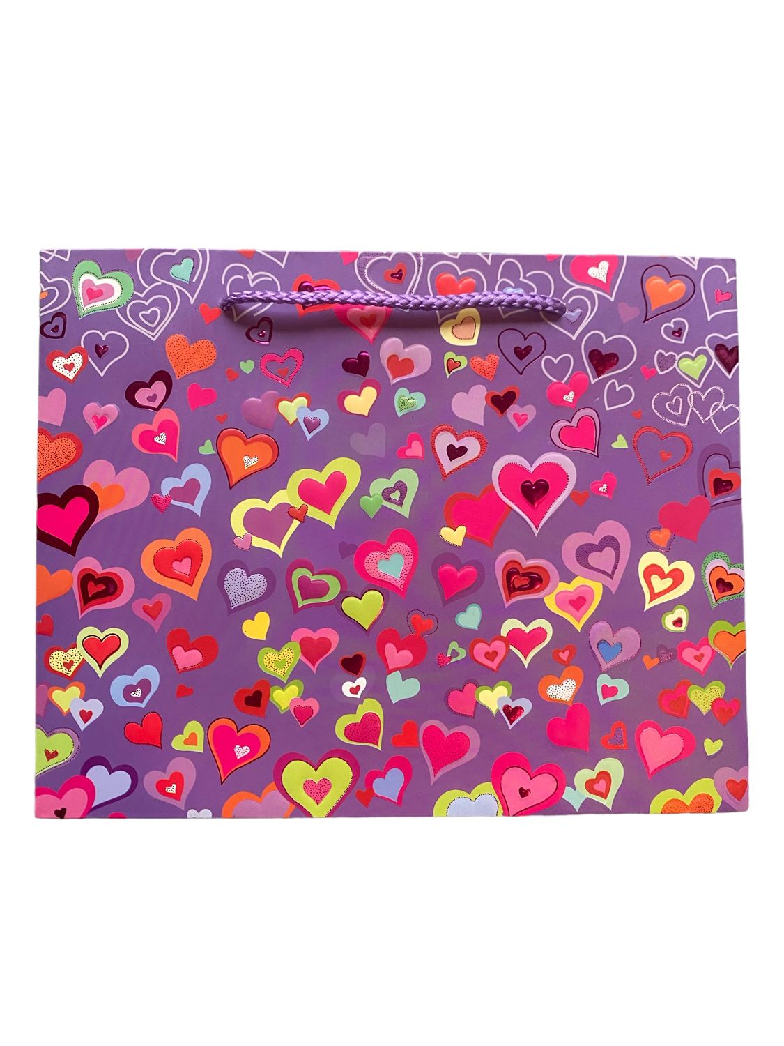 Hearts Purple Small Rectangular Gift Bag PK3 (R10.50 Each)
