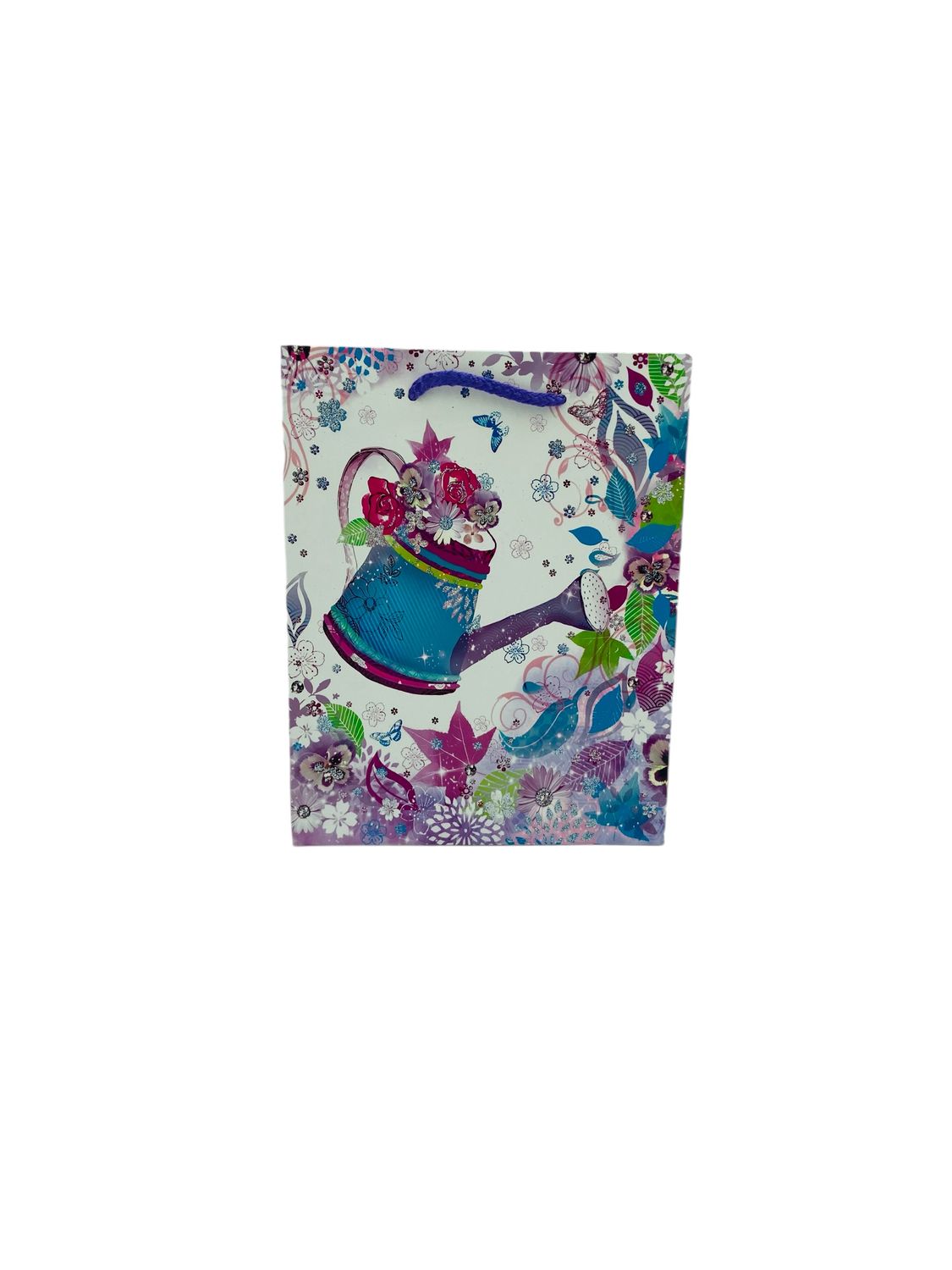 Watering Can and Flowers with Glitter Small Gift Bag  (Set of 4 R10.50 E)