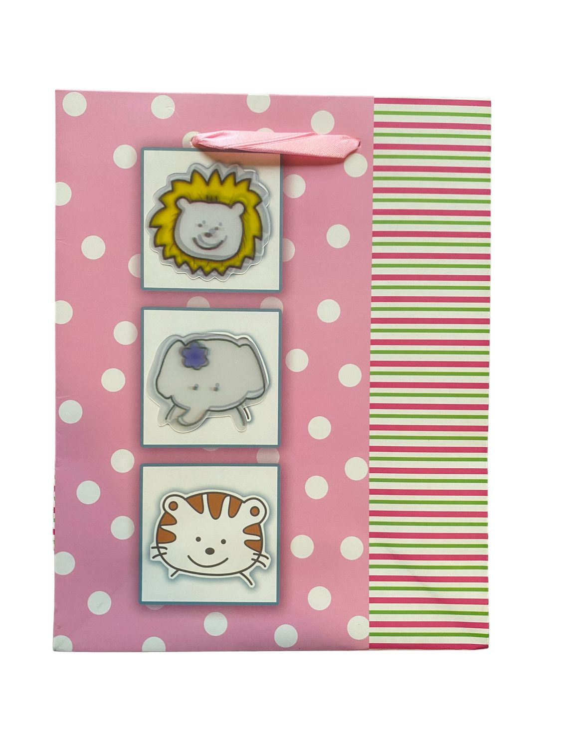 Animals Pink with dots Medium Gift Bag PK3 (R15.50 Each)