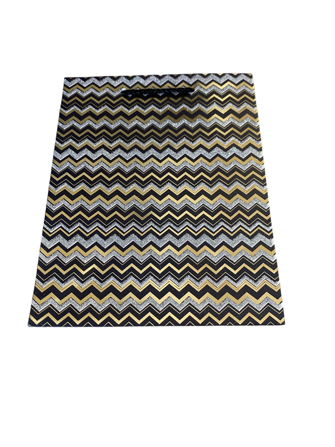 Zig Zag Glitter Black Medium Gift Bag PK3 (R15.50 Each)