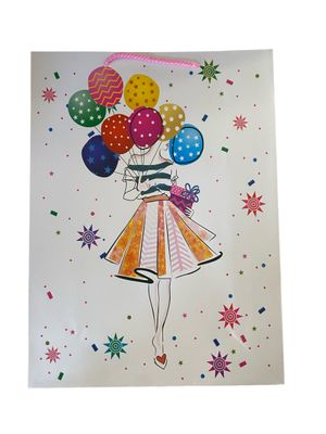 Girl With Balloons Large Gift Bag PK3 (R17.50 Each)