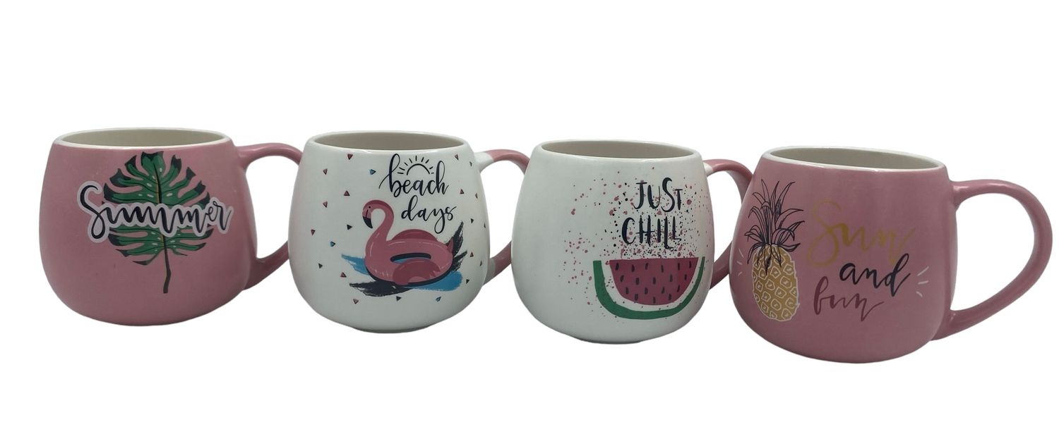 CERAMIC MUGS - SUMMER THEME - SET OF 4