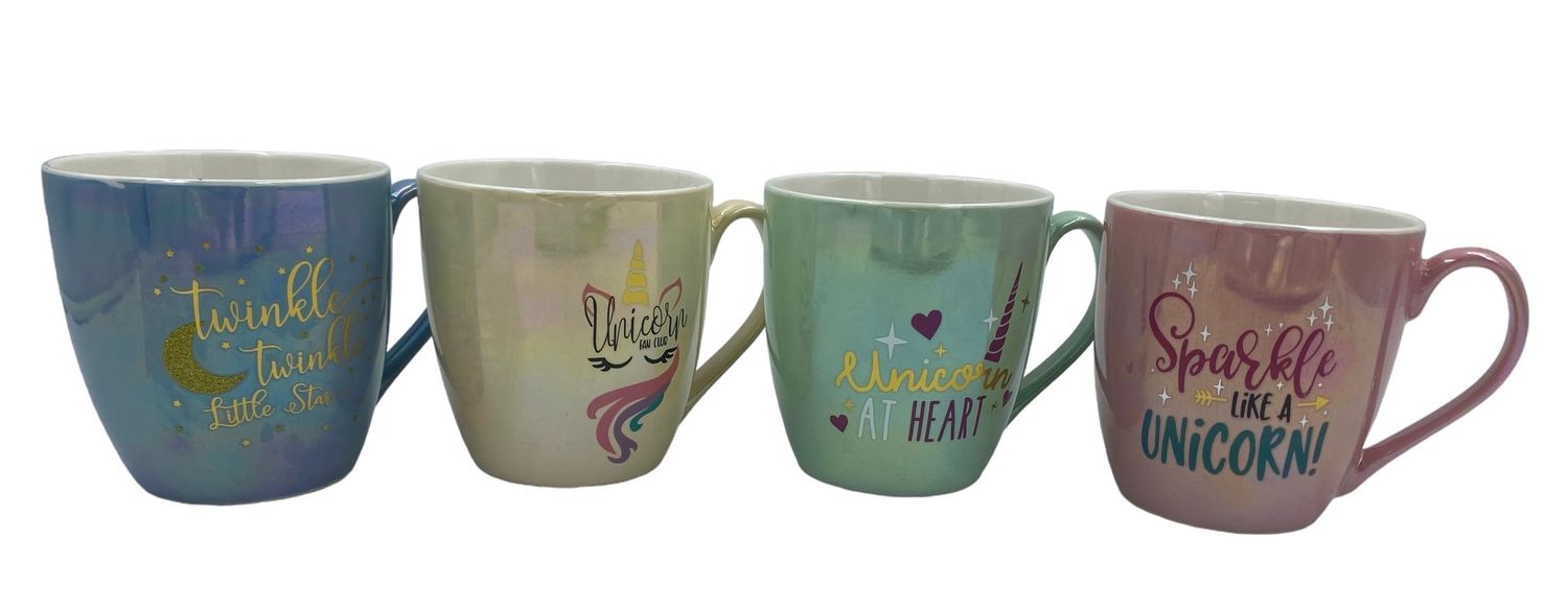 CERAMIC MUG -  UNICORN SAYINGS SET OF 4