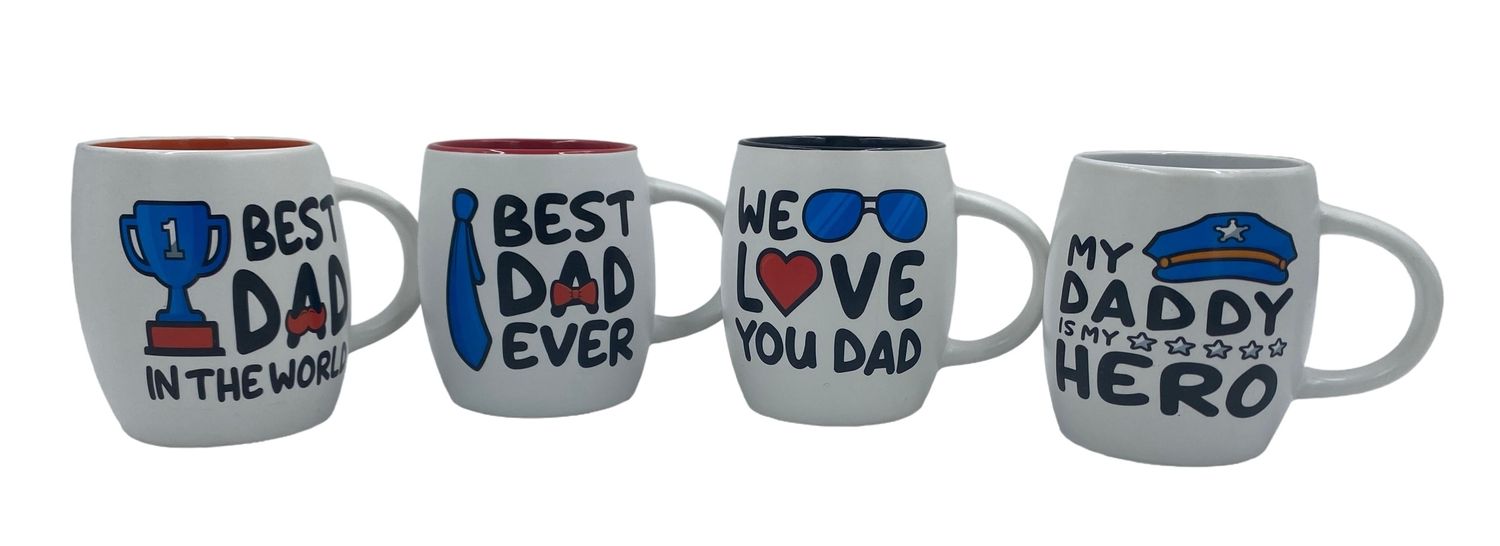 CERAMIC MUG - DAD WHITE MUGS - 4 PER SET