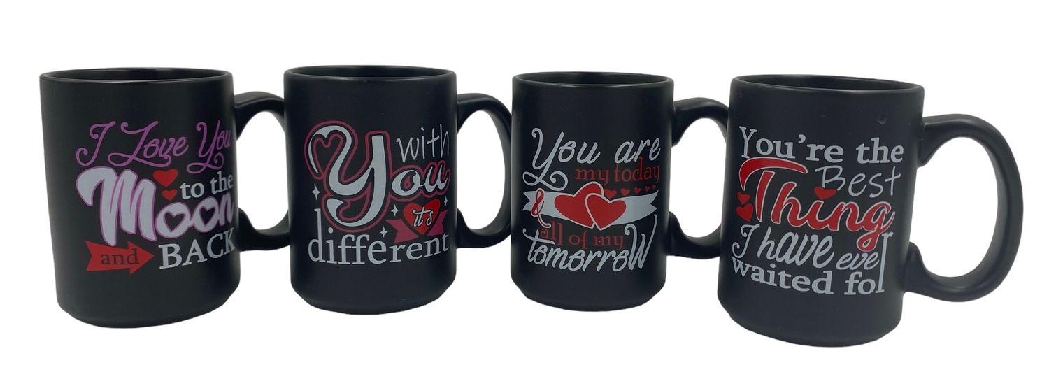 BLACK LOVE MUGS - SET OF 4
