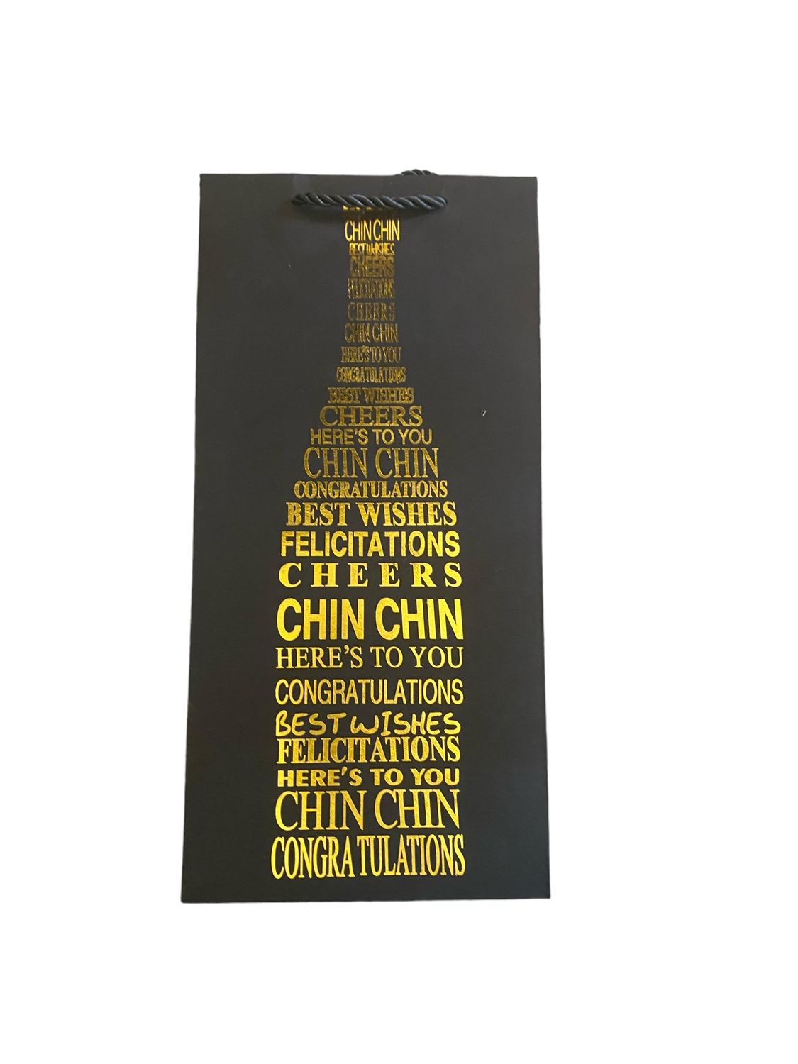 Black Wine Bag with Gold Bottle (PK3  R15 EACH)