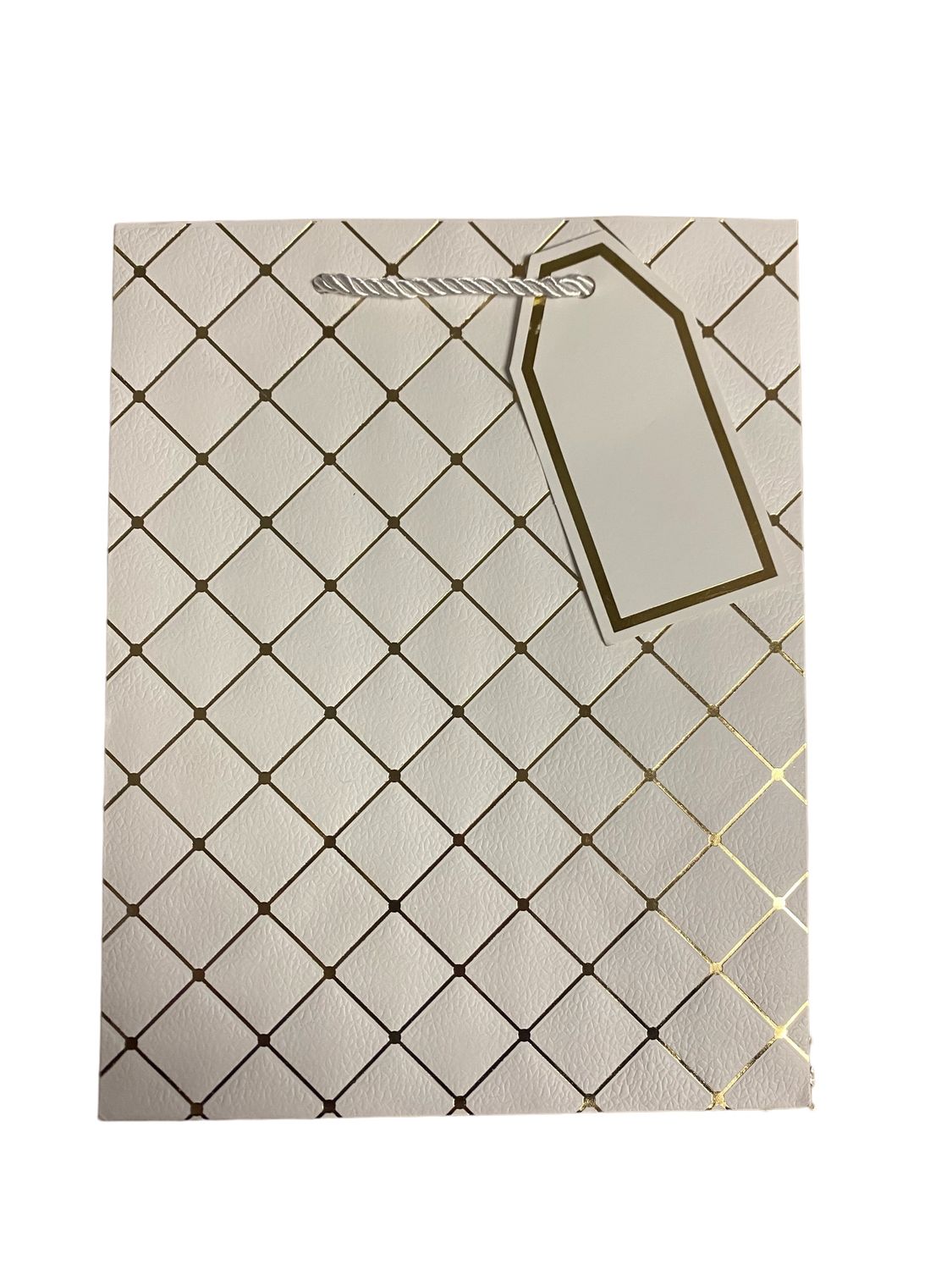 Criss Cross Gift Bag - S - White (PK3  R10.50 EACH)