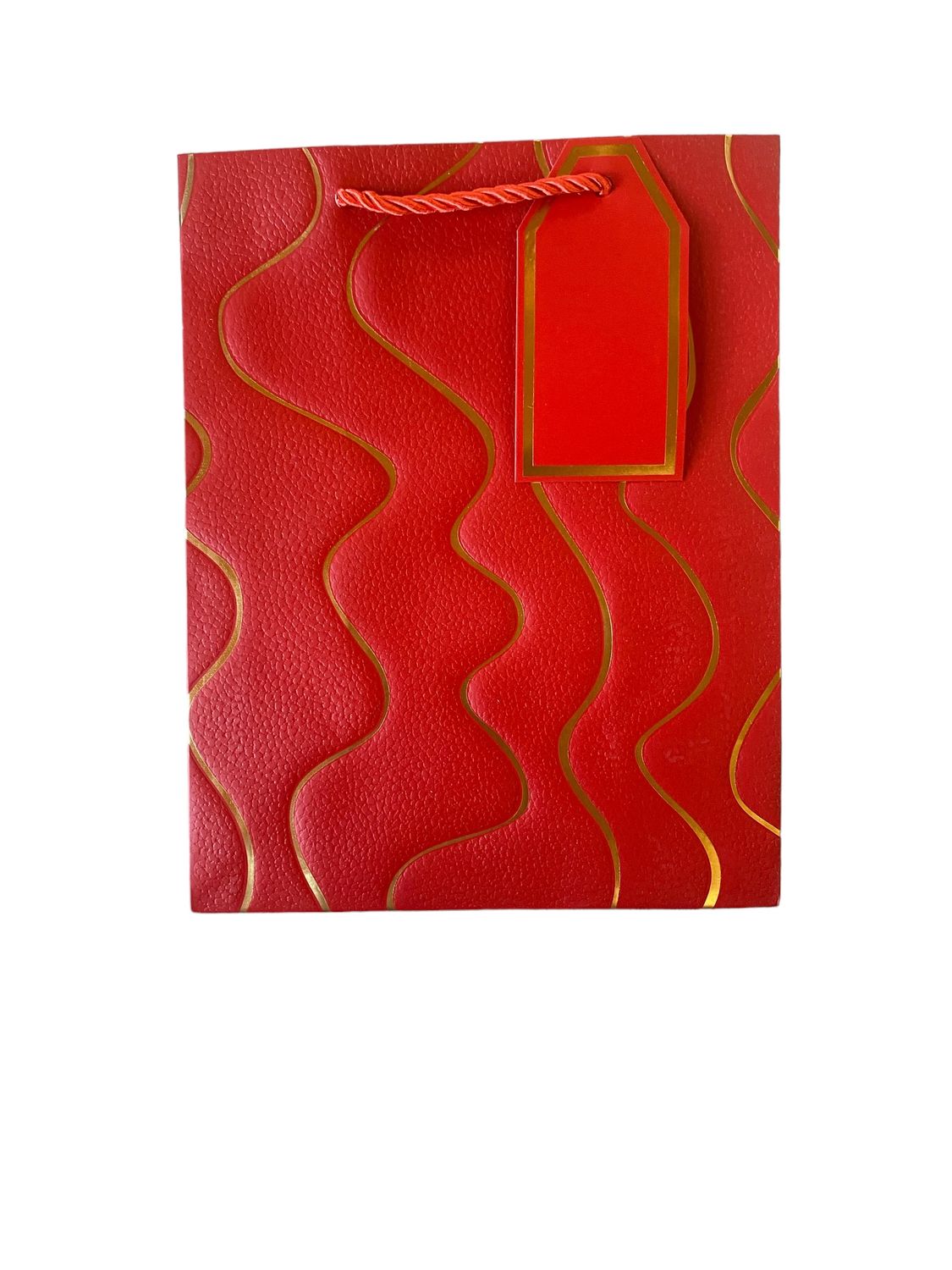 Red Curved Lines Gift Bag - L PK3  R20 EACH