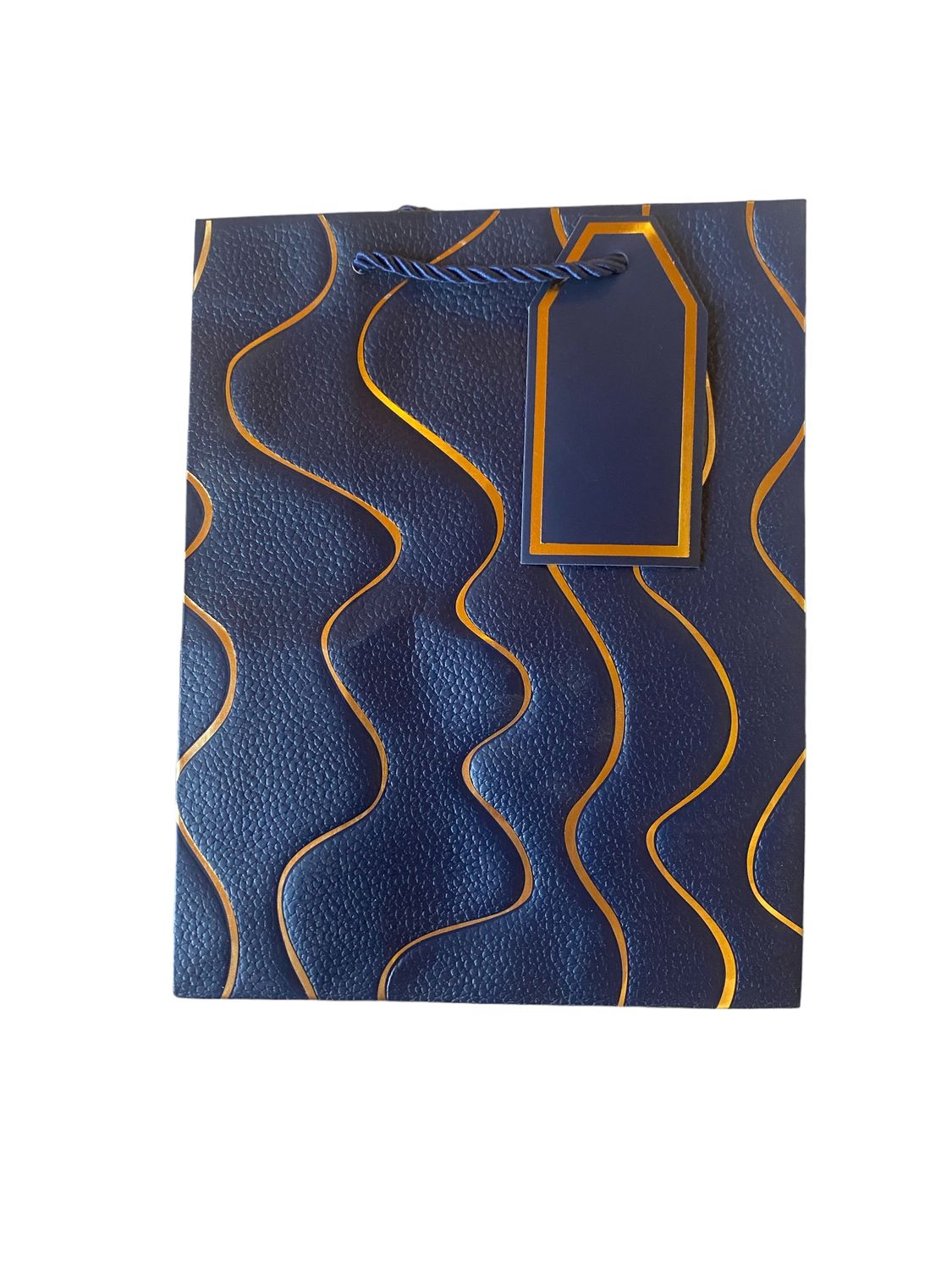 Navy Curved Lines Gift Bag - L PK3  R20 EACH