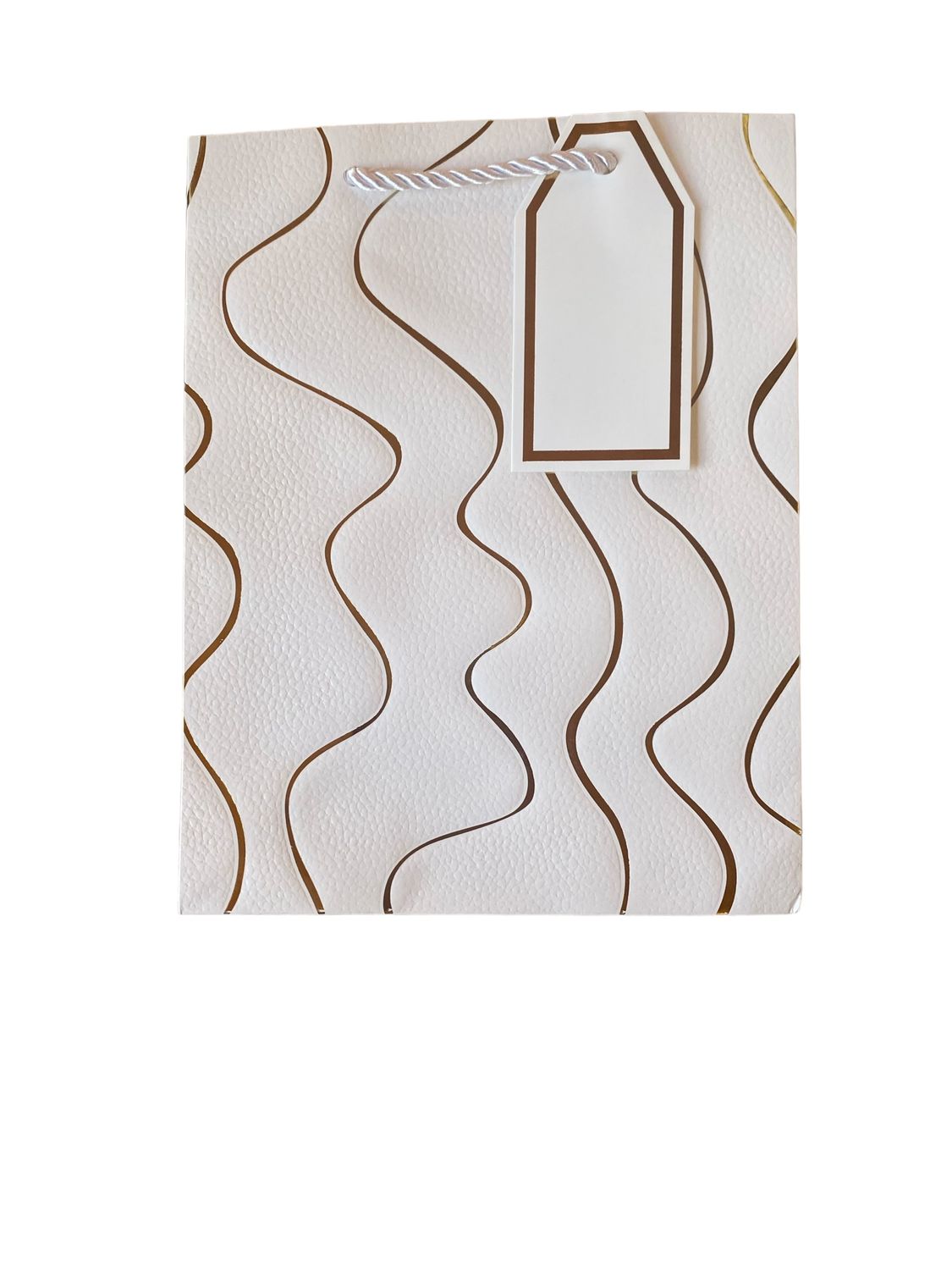White Curved Lines Gift Bag - L PK3  R20 EACH