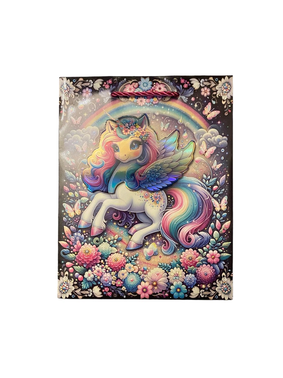 Purple Full Body Unicorn with Flowers - Gift Bag - M (PK3 R17.50 EACH)