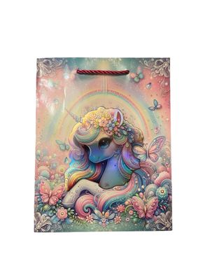 Pink Unicorn with Butterfly - Gift Bag - L (PK3 R22.50 EACH)
