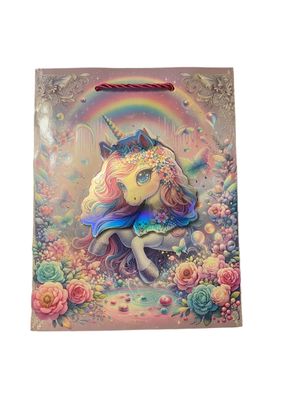 Pink Unicorn with Flowers - Gift Bag - L (PK3 R22.50 EACH)