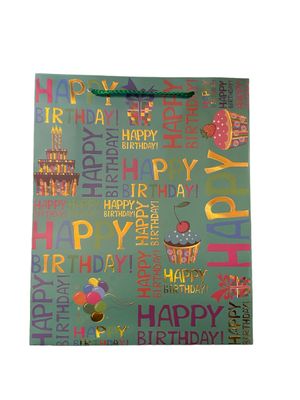 Happy Birthday Gift Bag - Blue - M (PK3 R15.50 EACH)