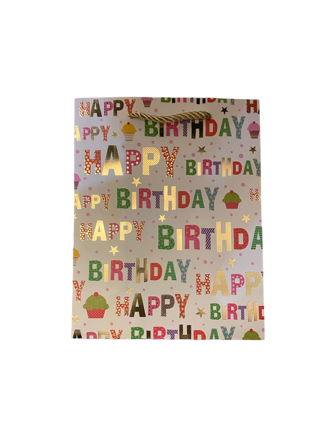 White Multicoloured Happy Birthday Gift Bag - L (PK3 R17.50 EACH)