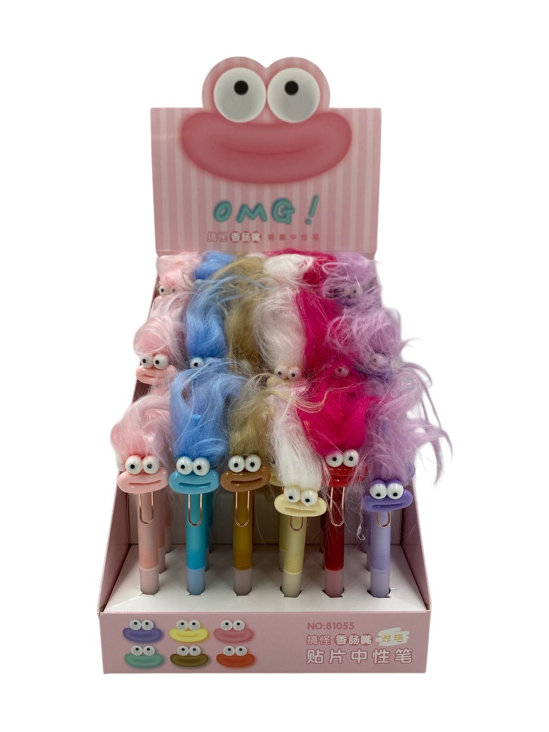 Funky Hair Troll Pens - 54 pcs per Display