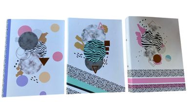 White Retro Patterned R/B Set of 6