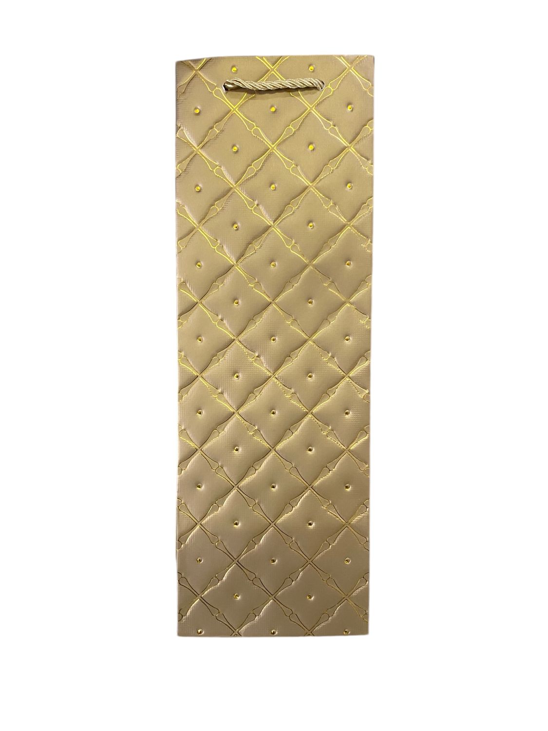 Diagonal Squares With Dot Wine Bags - Gold (PK3 R12.50)