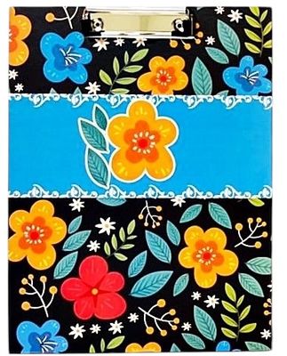 Clip Board Flowers Blue