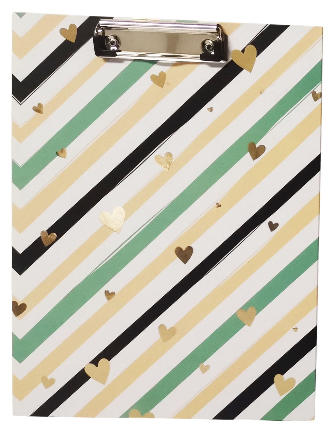 Clip Board diagonal lines with Hearts Green