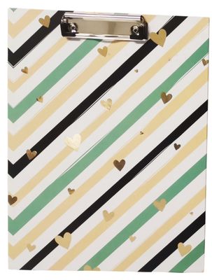 Clip Board diagonal lines with Hearts Green
