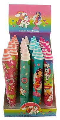 Unicorn &amp; Mermaid Eraser Pencil Shape 24PC