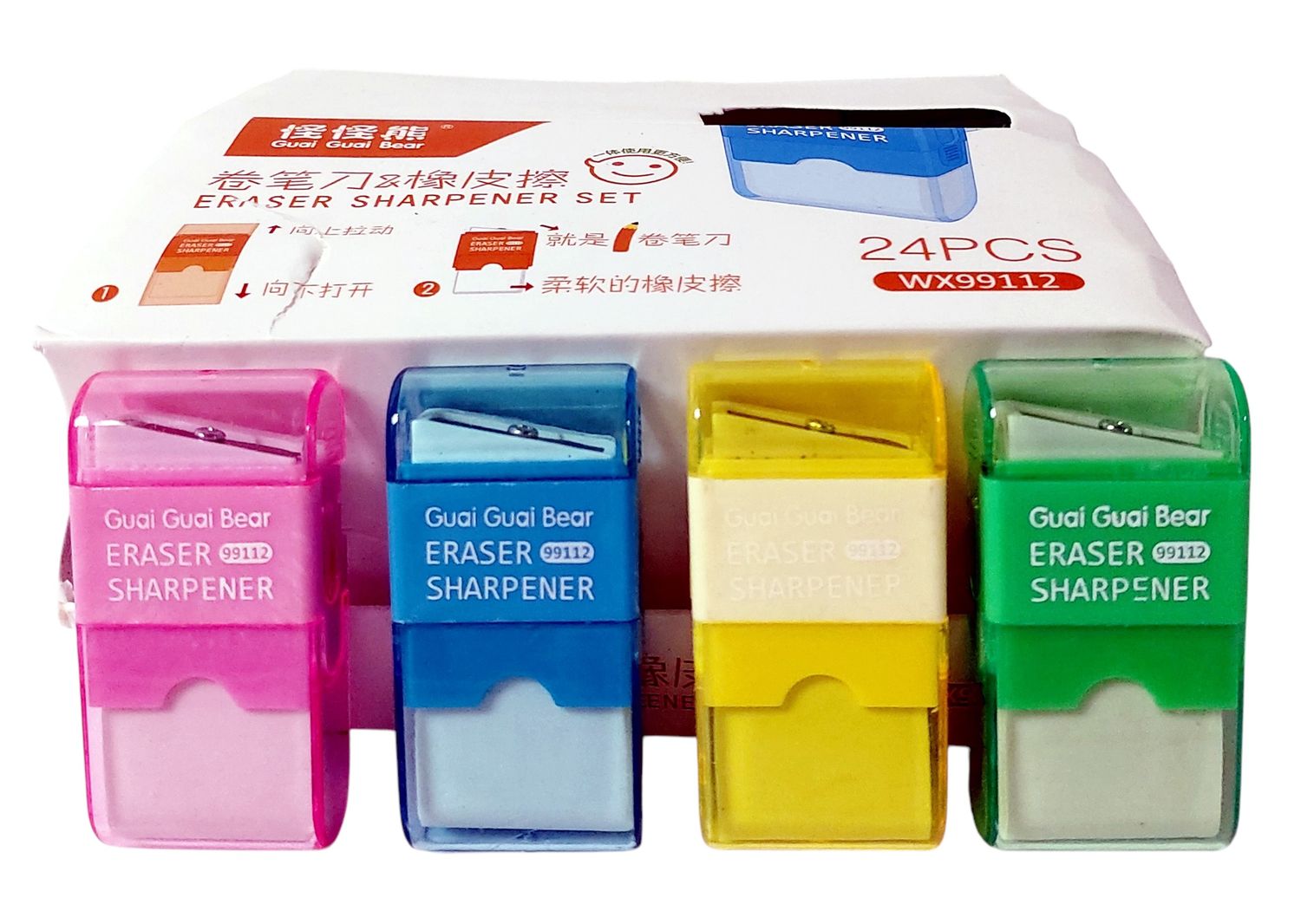 Pencil Sharpener &amp; Eraser 24Pc