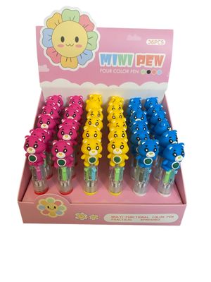 Mini Teddy 4 Colour Pen - 36 per Diplay