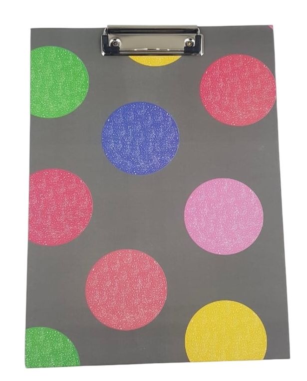 Clip Board - Grey Polka Dot
