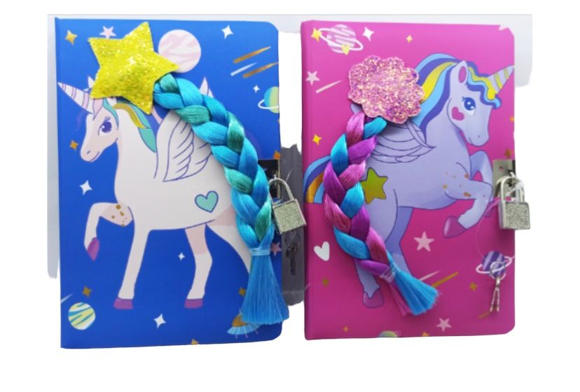 B6 Padded Notebook 12PC  Unicorn with Lock