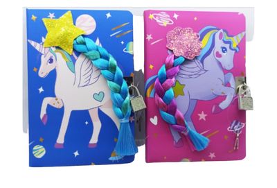 B6 Padded Notebook 12PC  Unicorn with Lock