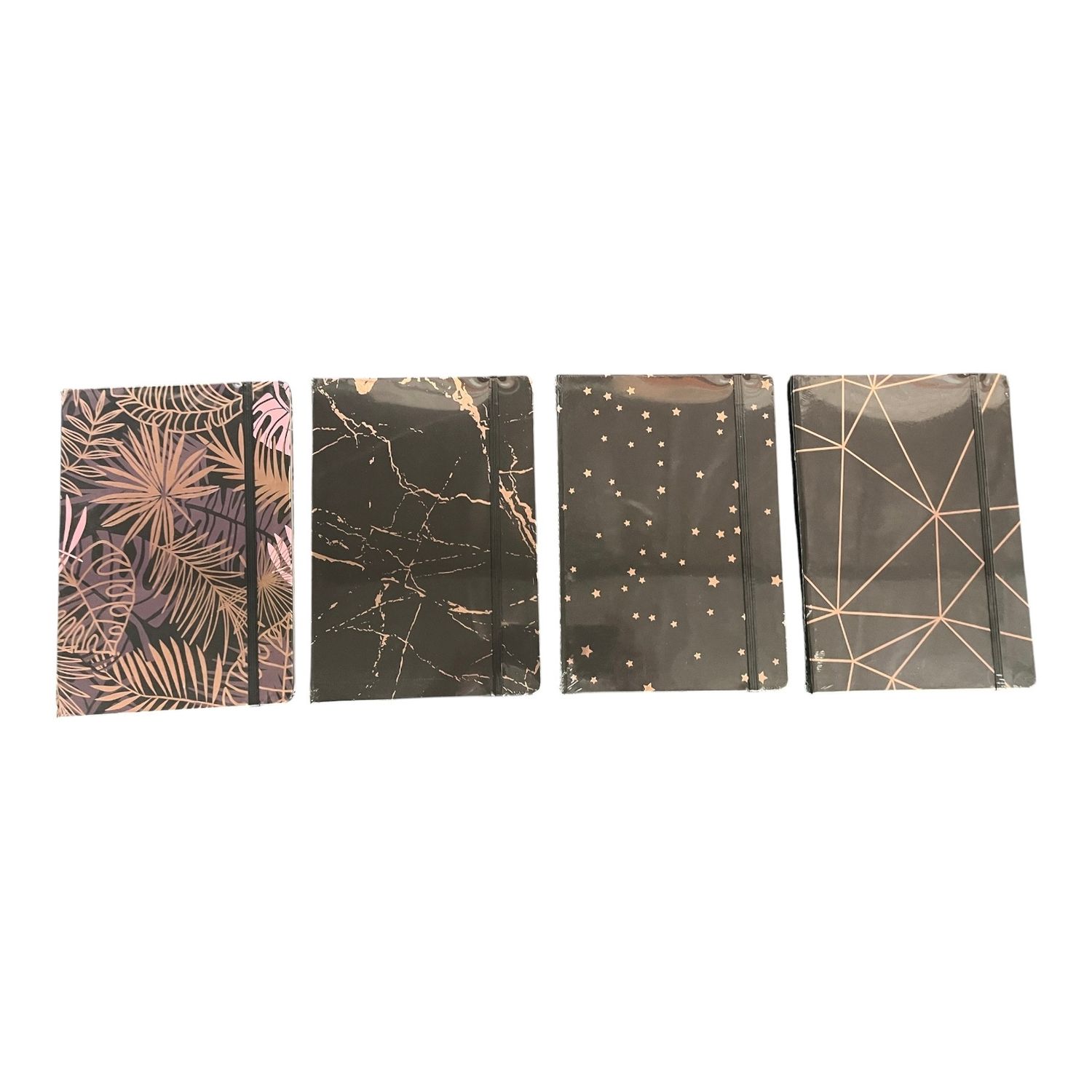 Blk &amp; Rose Gold Abstract Notebook A5 12PC