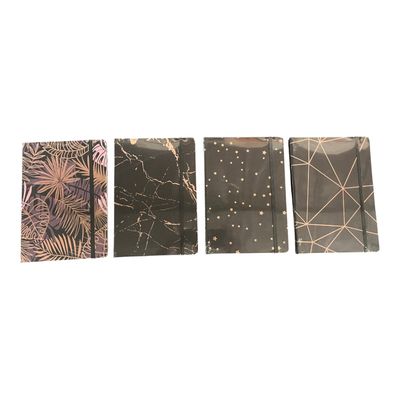 Blk &amp; Rose Gold Abstract Notebook A5 12PC