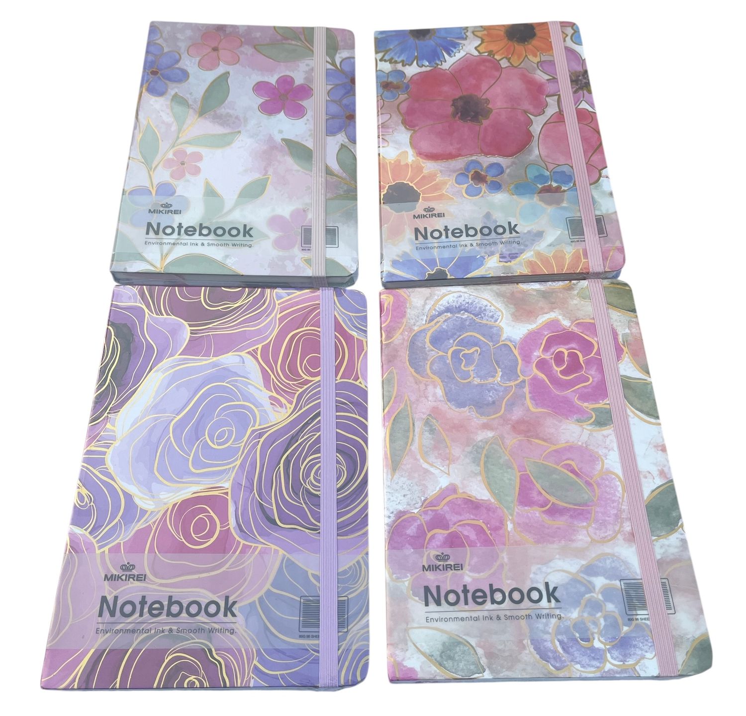 A5 Note Book Gold Edged Flowers 12PC