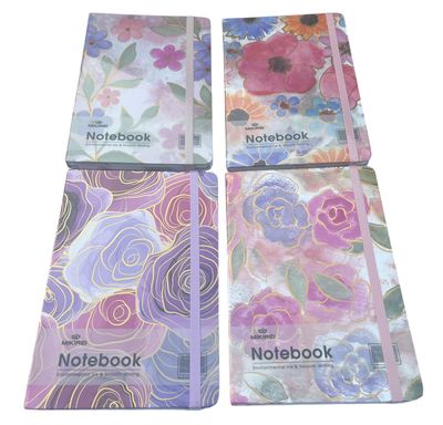 A5 Note Book Gold Edged Flowers 12PC