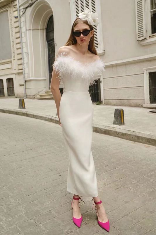 Elegante  Blanco Vestido Diseño Especial