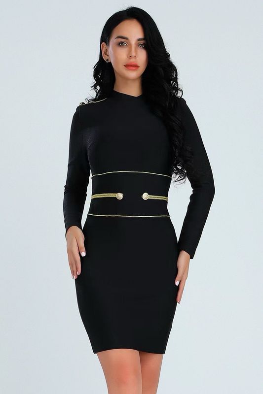 Negro Elegante Vestido Diseño Especial