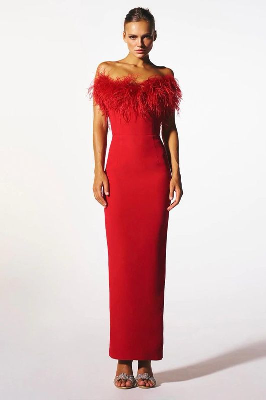 Elegante Rojo  Vestido Diseño Especial