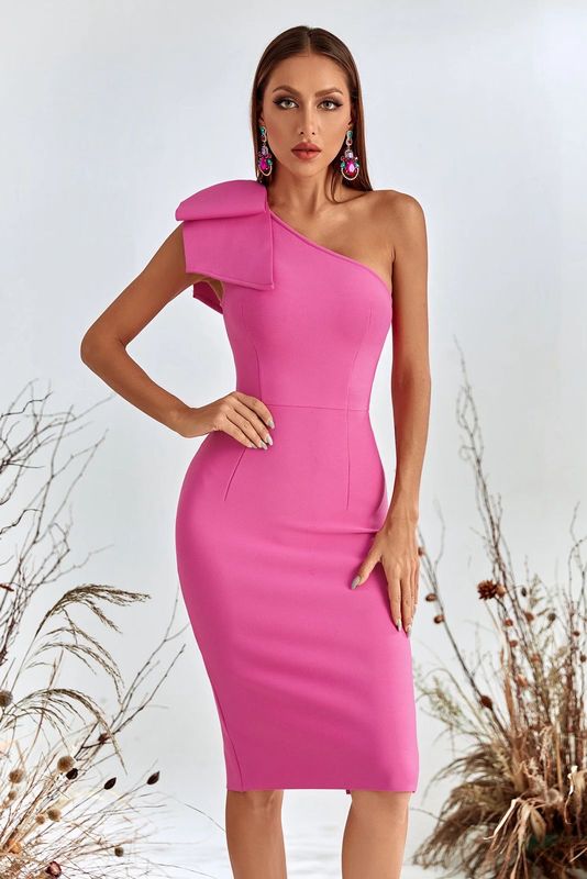 Elegante  Rosa  Vestido Diseño Especial