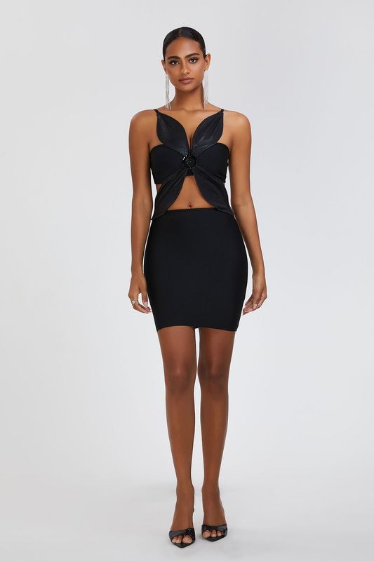 Black Elegant Flower Dress