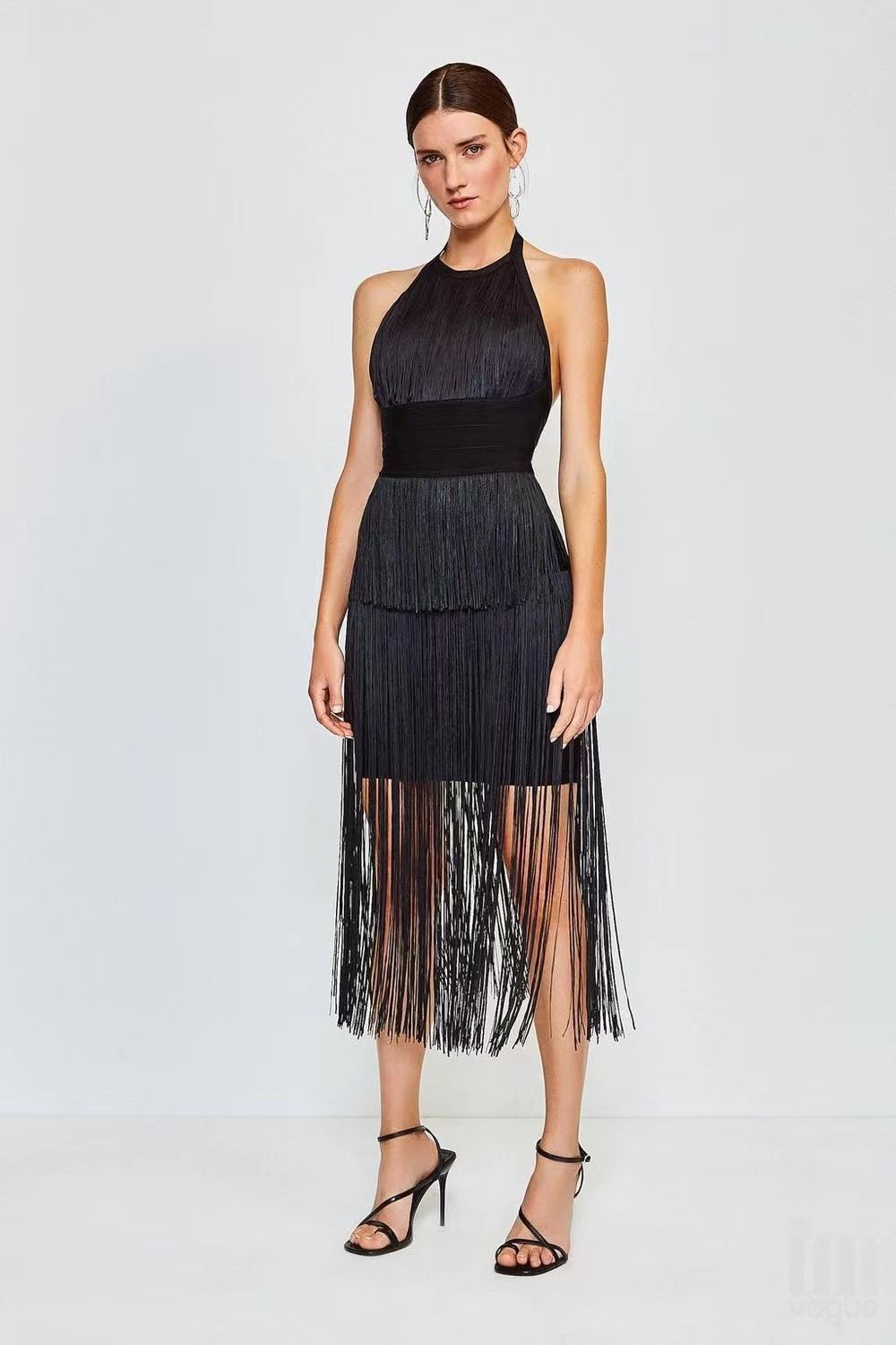 Mysterious Black Tassel Dress