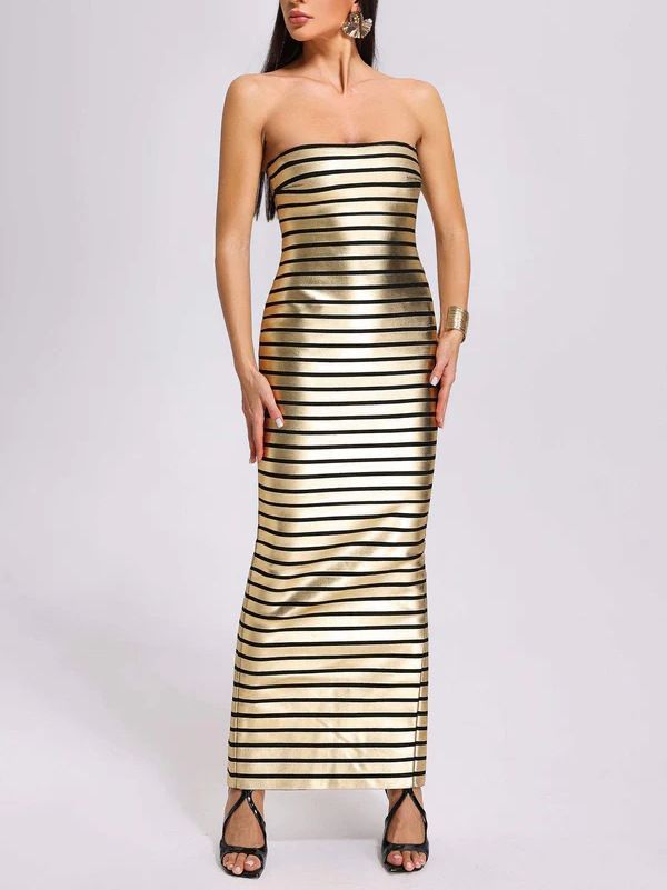 Dorado Q Elegante  Vestido