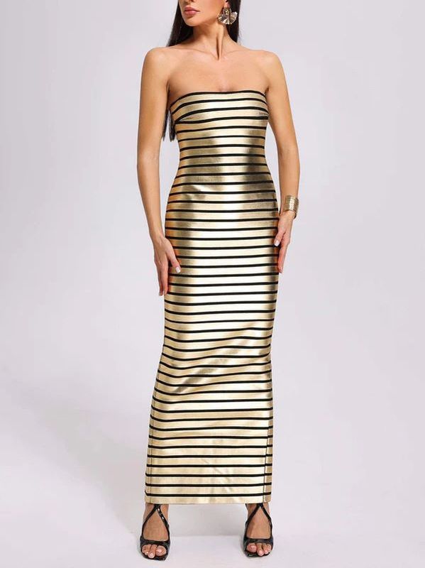 Dorado Q Elegante  Vestido