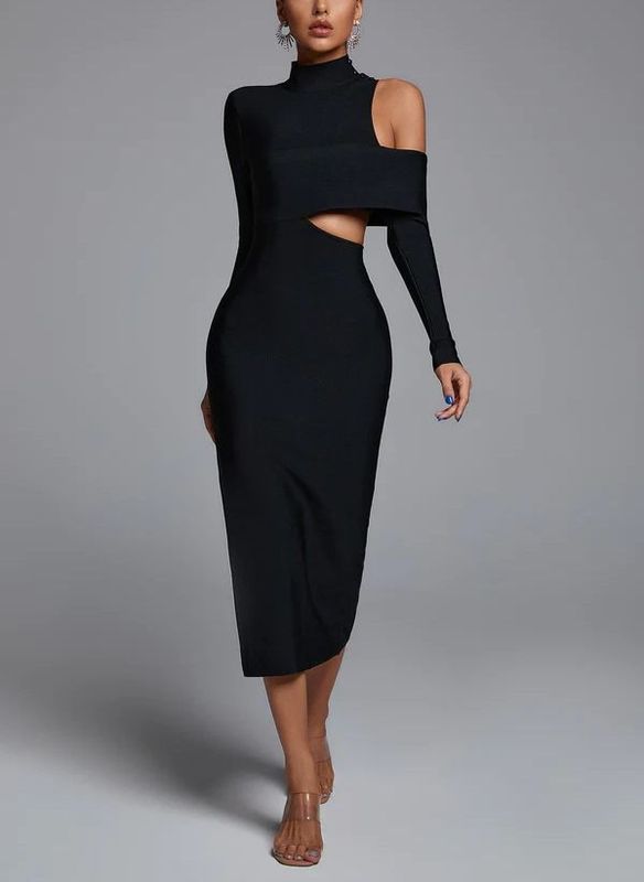 Clásico Negro Elegante Vestido