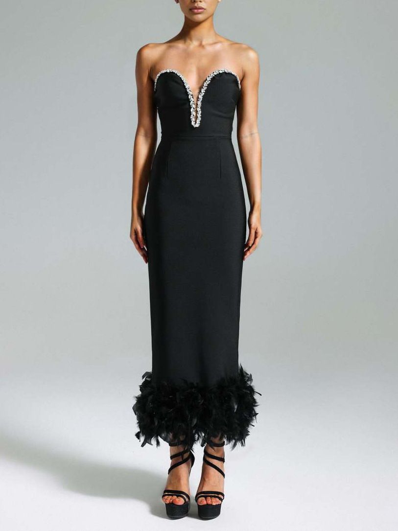 VELVET Clásico Negro Q Elegante Vestido