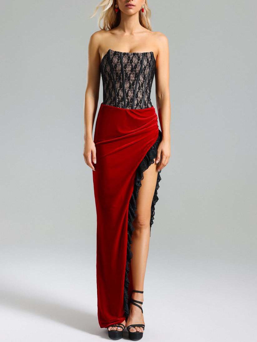 Rojo Elegante Vestido  Especial Diseño