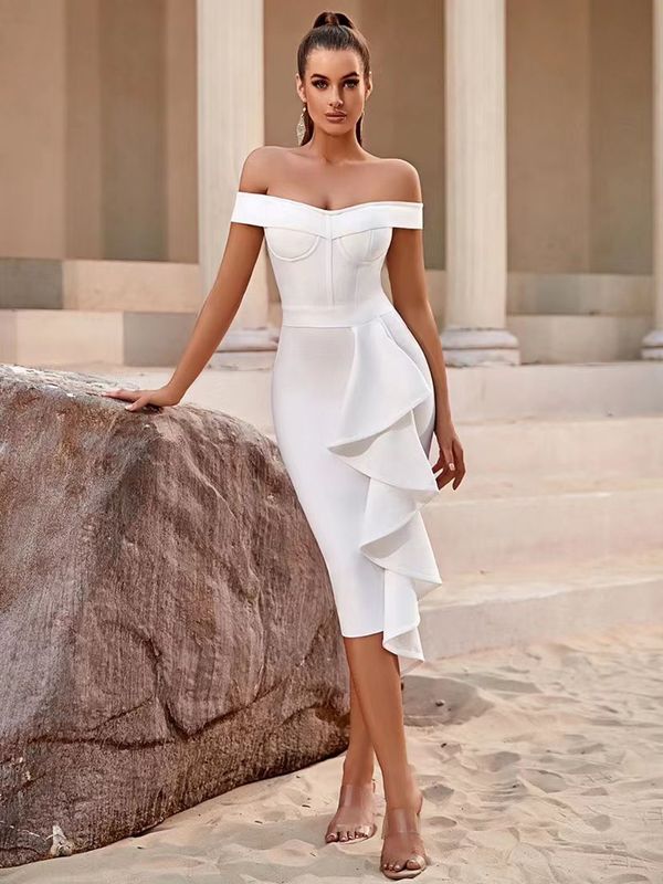 Elegante Blanco Vestido