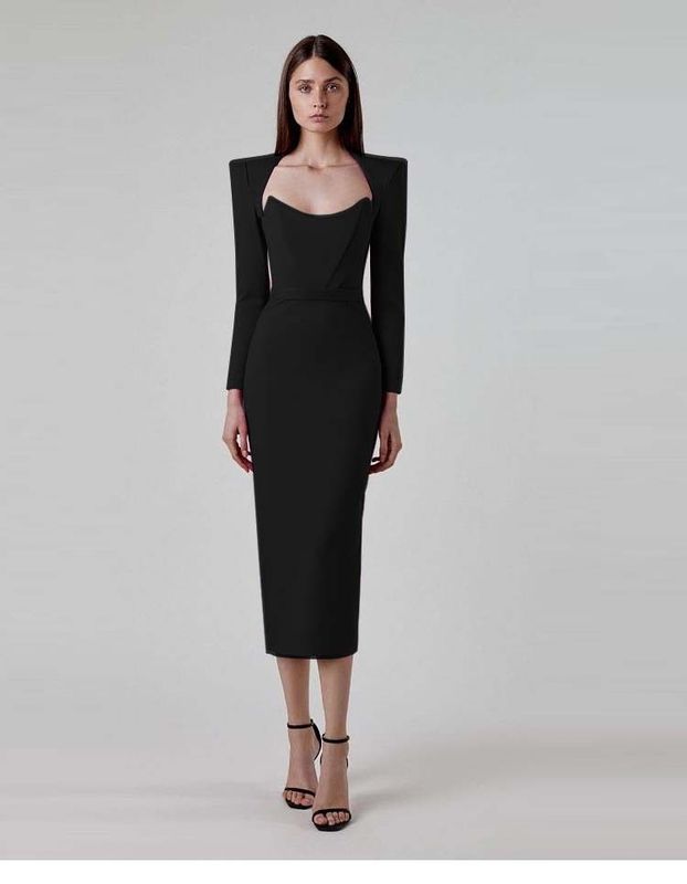 Clásico Q Elegante Negro Vestido