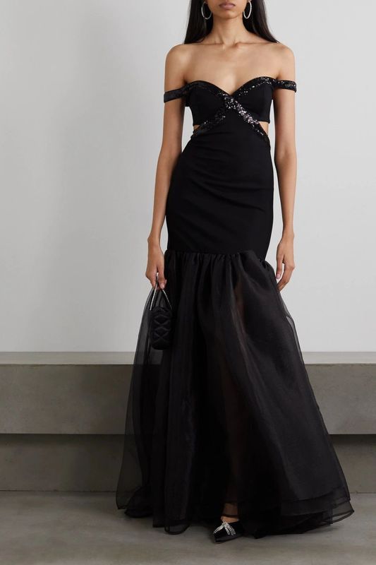 Clásico Negro Q Elegante Vestido Especial Diseño